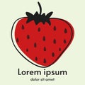 Vector strawberry logo. Hand-drawn design. Berry with text