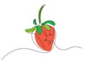 Vector strawberry with one line style and spots