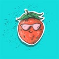 Vector strawberry patch. Isolated illustrations - great for stickers, embroidery, badges. Design style of 80s-90s. Fruit