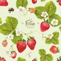 Vector strawberry tea seamless pattern. Royalty Free Stock Photo