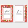 Strawberry banners. Design for sweets and pastries filled with strawberry