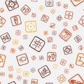 Vector streamless pattern with topographic icons. Drawing doodling map elements