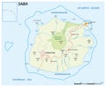 Vector street map of the Caribbean island of Saba