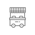 Vector street market, food stall line icon.