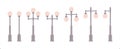 Vector streetlamps set. Flat streetlights on white background.