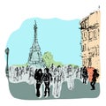 Vector Streets Of Paris. Hand Drawn Illustration.