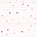 Vector stripped geometric seamless pattern with hearts Royalty Free Stock Photo