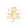 Card for Valentine Day, birthday, March 8 imaging a stripy cat flying in a transparent bubble