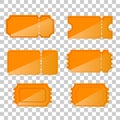 6 style flat icon orange ticket or coupon at transparent effect background Royalty Free Stock Photo