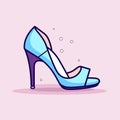 Vector of a stylish blue high heeled shoe with a towering heel Royalty Free Stock Photo