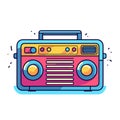 Vector of a stylish boombox sitting on top of a vintage radio Royalty Free Stock Photo