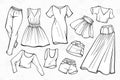 Vector stylish fashion set of woman's clothes