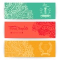 Vector stylish floral banners. Bright doodle cartoon cards in vector. Abstract header vector background. You can place your