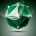 Vector stylish illustration, shiny emerald effect, eps10. Celebration 3D green glossy disco ball.