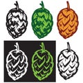 Vector stylish set of hop cones illustrations