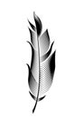 Vector stylized bird feather. Linear object for decoration. Royalty Free Stock Photo