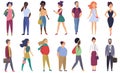 Vector stylized characters adult people set. Group of male and female flat cartoon characters isolated.