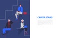 Vector stylized characters. Business illustration. Career stairs concept.