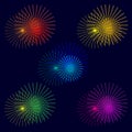 Vector stylized colorful fireworks