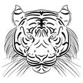 Vector stylized face of ink sketch tiger Royalty Free Stock Photo