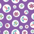 Vector stylized flower inside the circle seamless pattern repeat