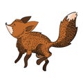 Vector stylized fox in a jump. A cartoon fox. Forest inhabitants. Illustration for children. Wild animal.