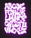 Vector of stylized graffiti font and alphabet
