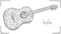 Vector illustration drawing of flamenco guitar.