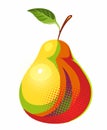 Vector stylized illustration of a colorful, ripe pear.