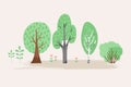 Vector stylized illustration of plant. Trees, bush, grass, flowers. Royalty Free Stock Photo