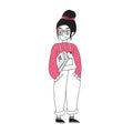 Vector stylized illustration of a stylish teenager girl.