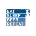 Vector stylized quote on the topic of beer. White text on a black background. eat. sleep. beer. repeat