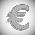 Vector stylized sign of EURO in pencil drawing style