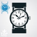 Vector stylized wristwatch illustration, quartz watch with dial