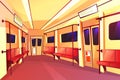Vector subway train empty carriage inside interior