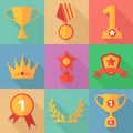 Vector success concept icons in flat design style, vector illustration
