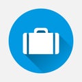 Vector suitcase icon on blue background. Flat image baggage with