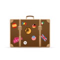 Vector suitcase with travel stickers Royalty Free Stock Photo