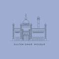 vector of sultan omar mosque line art logo symbol illstration design Royalty Free Stock Photo