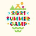 Vector summer camp banner with nature landscape