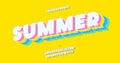 Vector summer font 3d bold color style