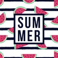 Vector Summer frame with seamless pattern with watermelon