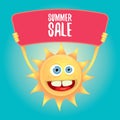 Vector summer happy sun holding sale offer sign