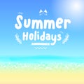 Vector : Summer Holidays logo on blue sea background, Vacation C