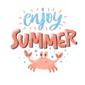 Vector summer lettering design in hand-drawn style. Royalty Free Stock Photo