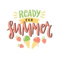 Vector summer lettering design in hand-drawn style. Royalty Free Stock Photo