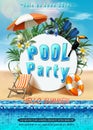 Summer party banner template. Pool party with inflatable ring. Vertical orientation Royalty Free Stock Photo