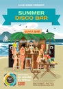 Vector summer party invitation beach disco style. Royalty Free Stock Photo