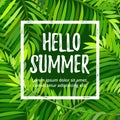 Vector summer party poster with palm leaf Royalty Free Stock Photo