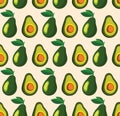 Vector summer pattern with avocadoes. Seamless texture design Royalty Free Stock Photo